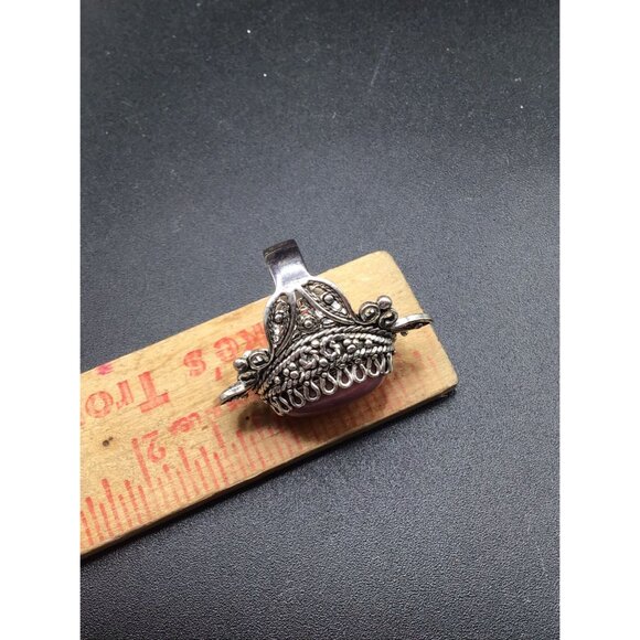 Rhodonite Ring Wide Elongated Bold Ornate Sterling Silver Setting Size 7 - Picture 8 of 8